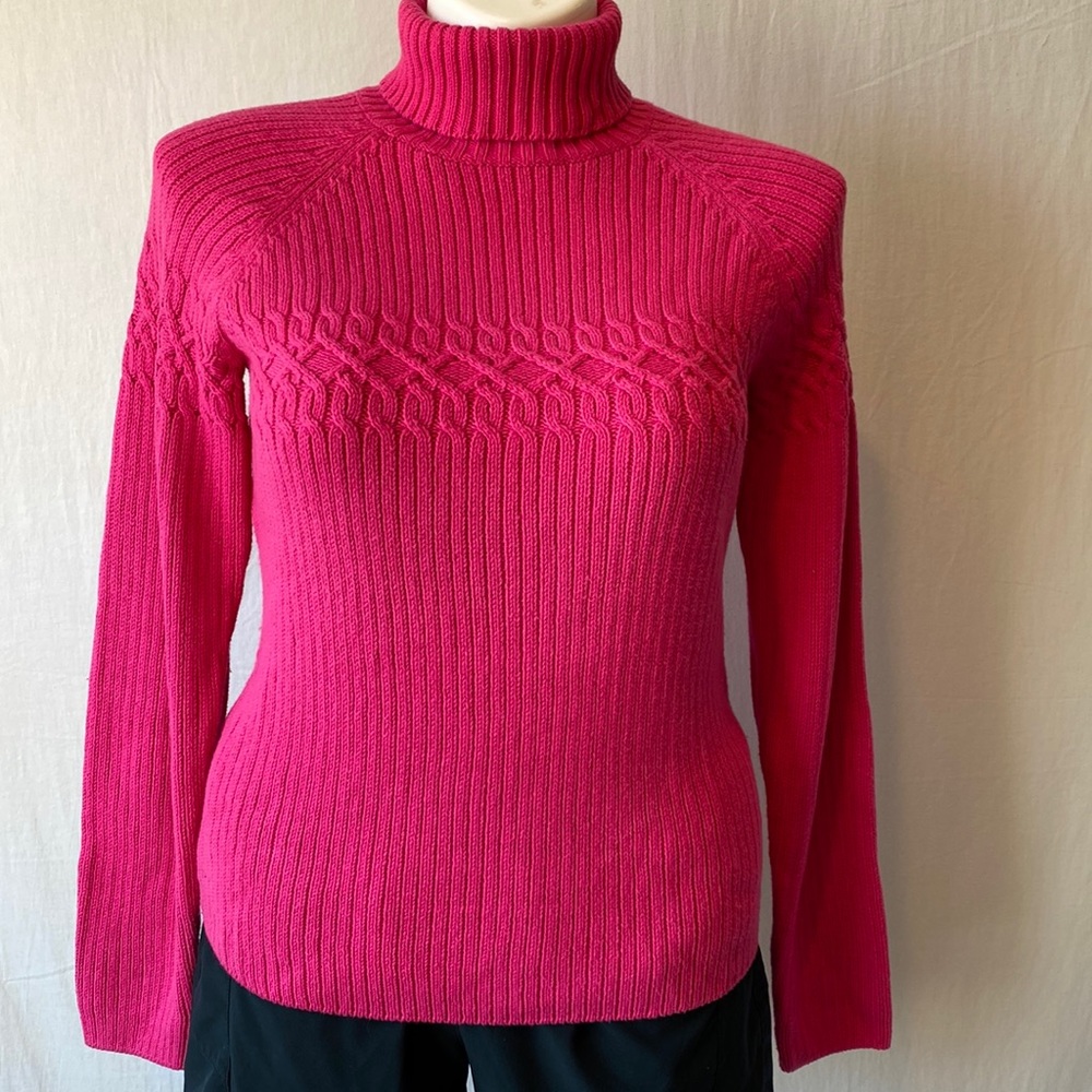 Sonoma Pink Knit Textured Pullover Turtleneck L